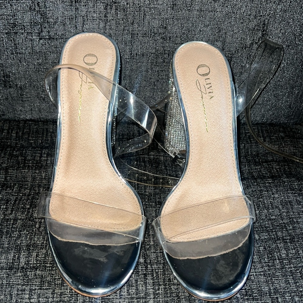 Clear Studded Chunk Heel Sandal